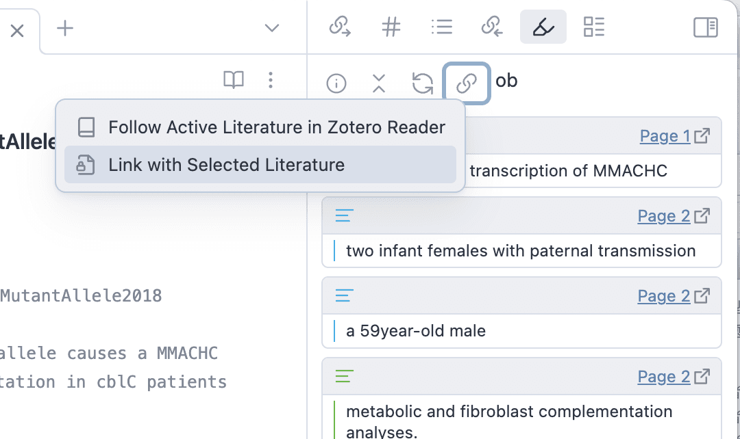 Pick Literature in Annotation View